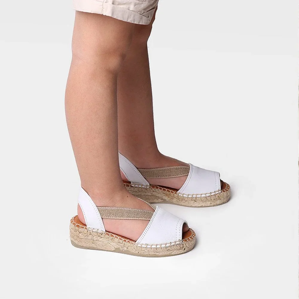 Toni Pons Girls Espardilla sandals with straps in White Leather  - ELI-P 13